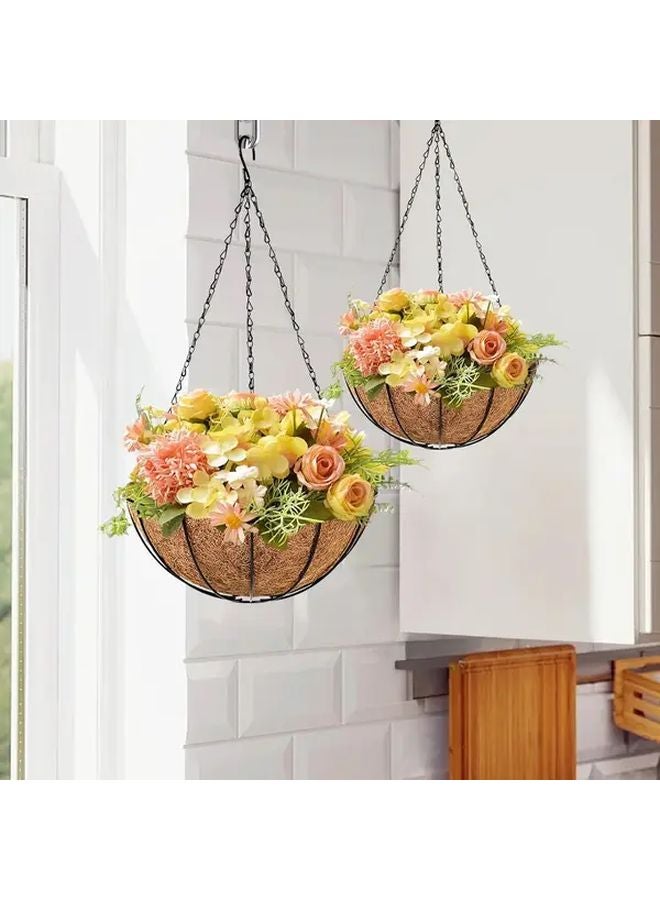 2pcs 10 Inch Coconut Brown Hanging Baskets with Coco Liner for Indoor Outdoor Garden - Image 1